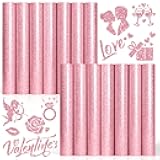 Pink Glitter Heat Transfer Vinyl HTV,14 Pack 12