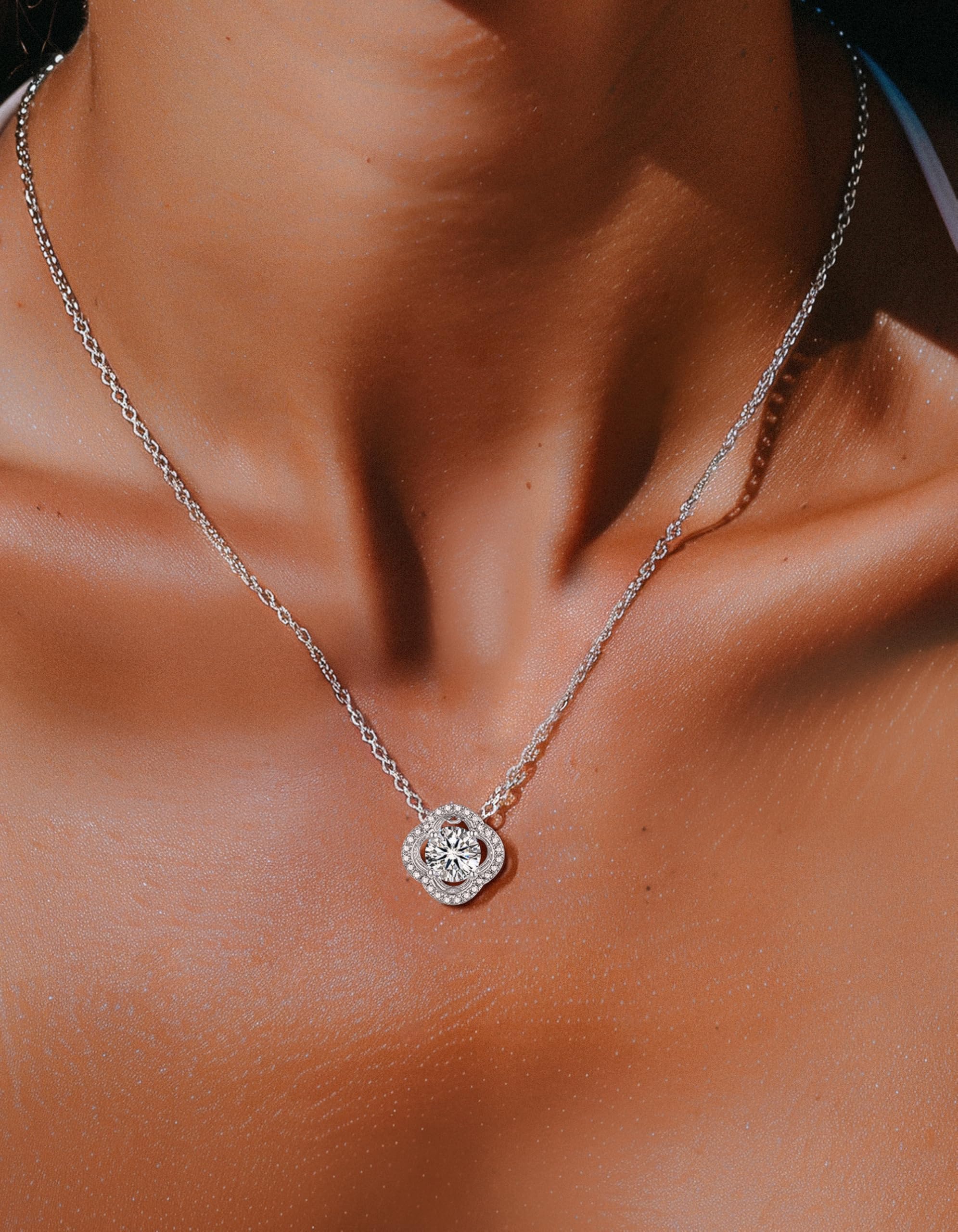 MomentWish Punto Luce Collana, 1Ct Moissanite Diamanti Ciondolo Collana Donna Argento 925 con Certificato Gra Gioielli Regalo Festa della Mamma Donna Compleanno