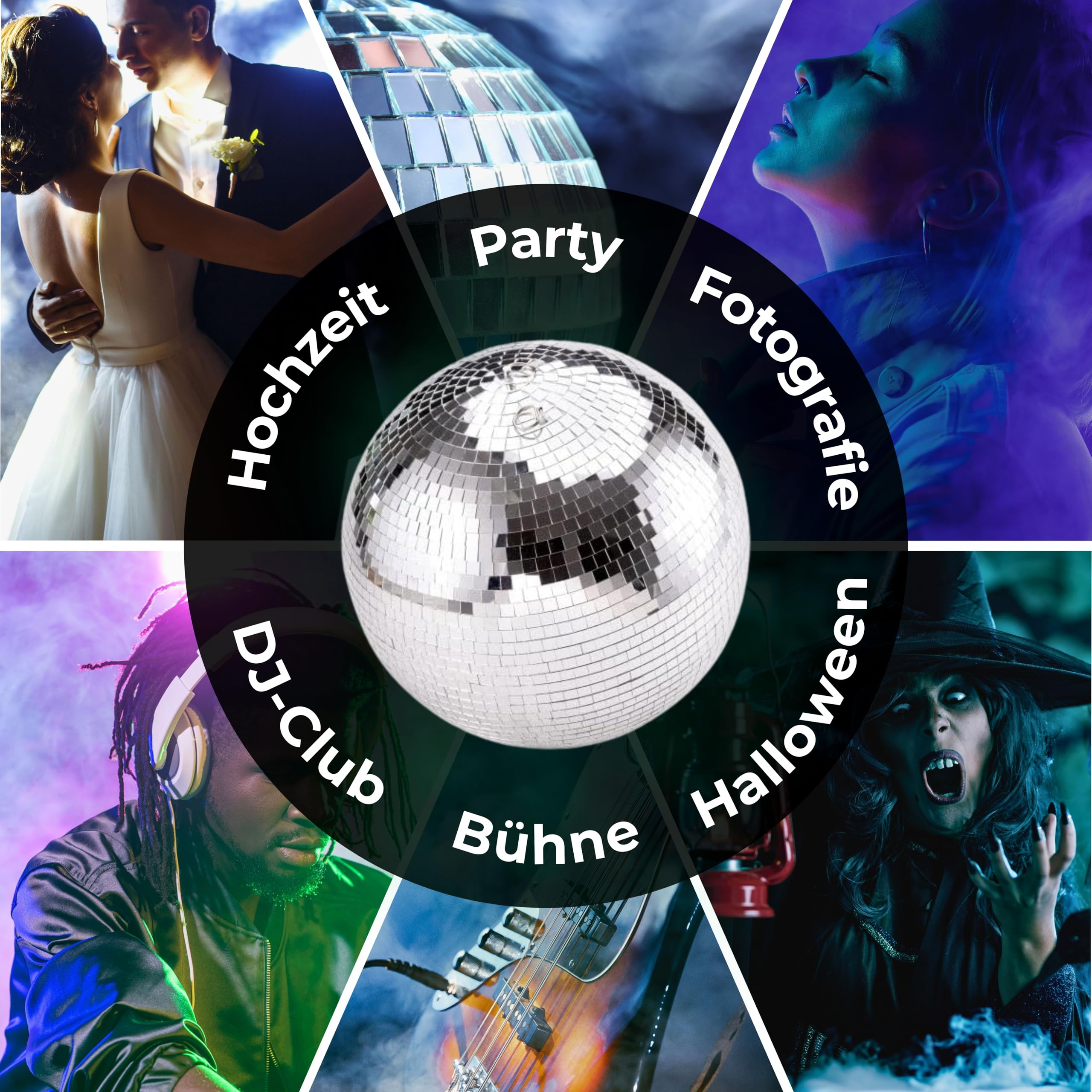 ETEC Professional Spiegelkugel 30cm - Disco Kugel Party Licht DJ Equipment für Lichteffekte und Partybeleuchtung
