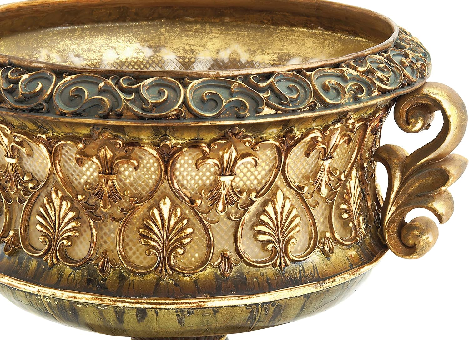 Deco 79 Polystone Decorative Decorative Bowl Ornate Decorative Container, Decorative Keepsake Box 15" x 10" x 13", Gold
