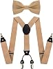 JEMYGINS Solid Color Suspender and Silk Bow Tie Sets for Men