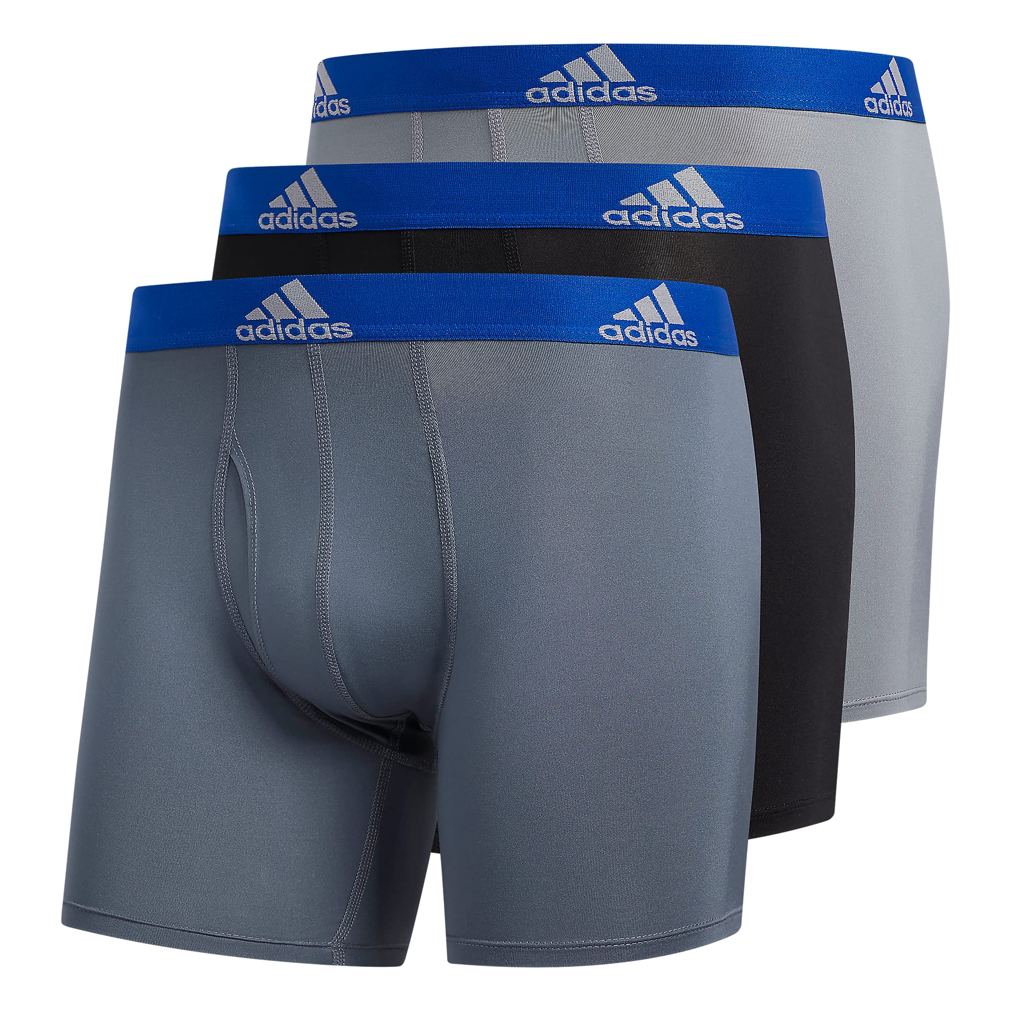 adidas Men's Microfiber Boxer Brief Underwear, performance athletic fit (3-pack)
