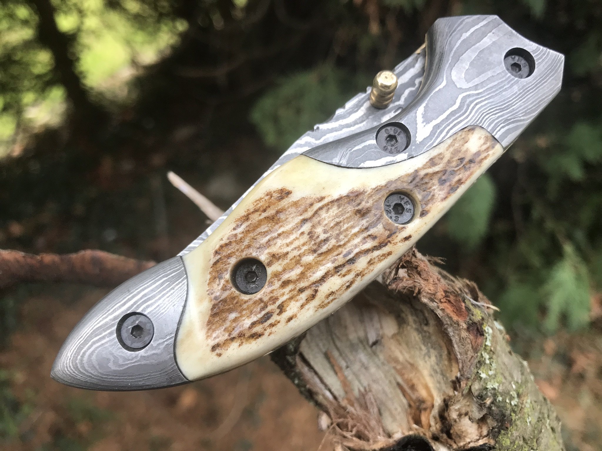 Damasco mano pieghevole serratura Coltello ritorno
