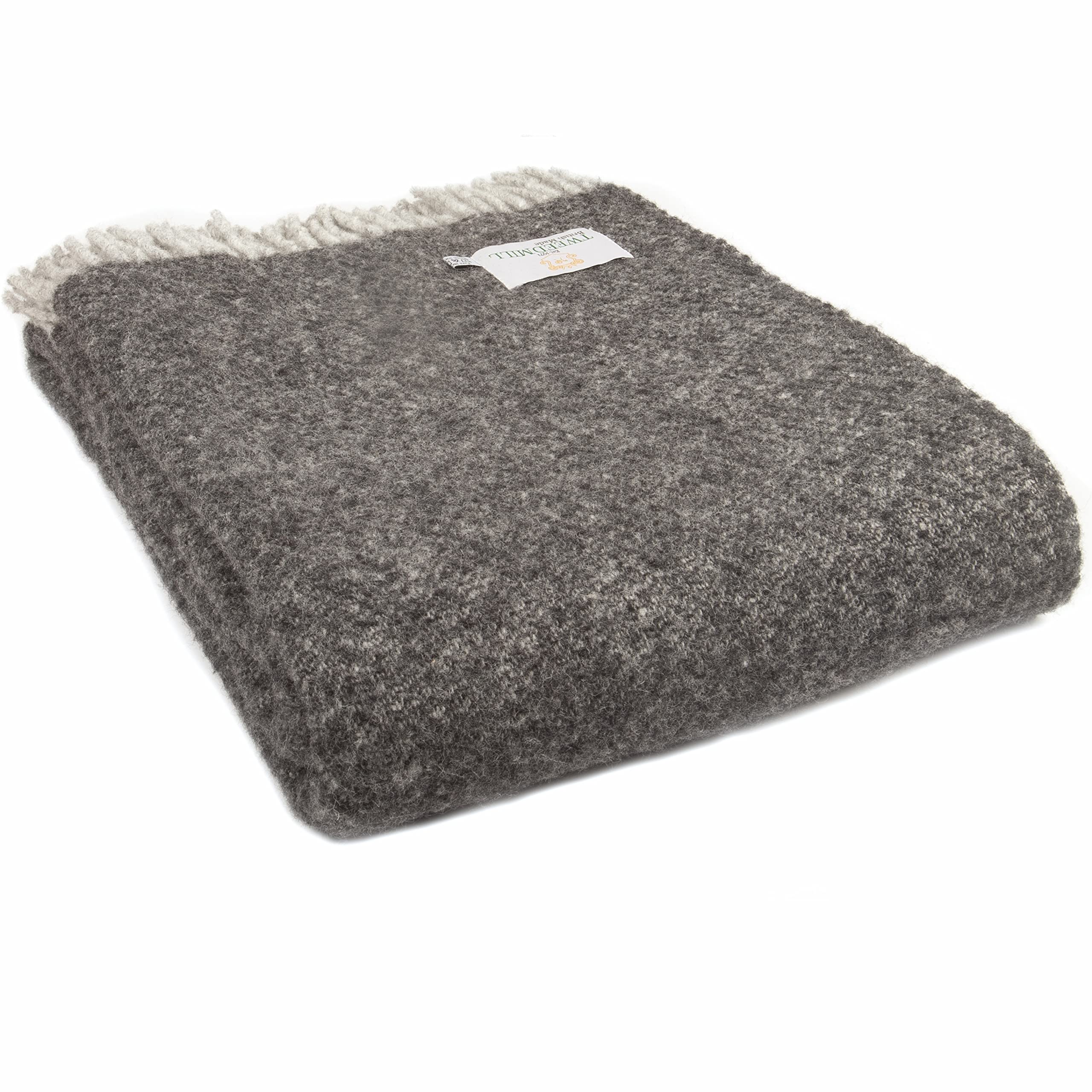 Tweedmill Grey Modern Lifestyle Boa Throw Charcoal 150Cm X 200Cm 100% Pure Wool Made In Wales
