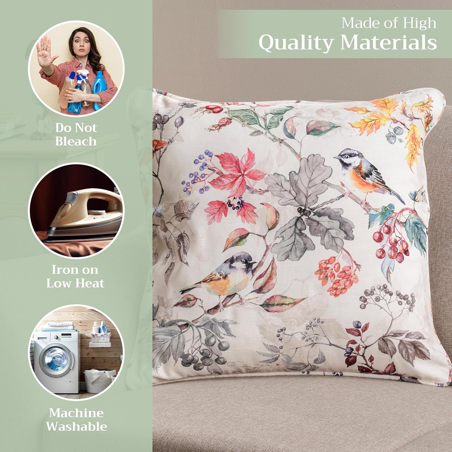 Maison d' Hermine Decorative Pillow Covers 20 x 20 inch Square 100% Cotton Throw Pillow Covers with Invisible Zipper for Living Room Couch Chair Sofas Gifts for Mothers Day - Equinoxe