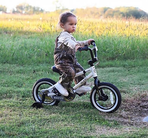 Miniatura 4 de Glerc Bicicleta para niños de 1 a 8 años, bicicleta para niños de 12 a 16 pulgadas, estilo BMX, con ruedas de entrenamiento, bicicleta para niños y