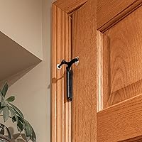 Vista 8 de Design House 189118 - Protector de pared con bisagra de núcleo hueco con punta de goma, topes de puerta ajustables color negro mate, paquete de 5