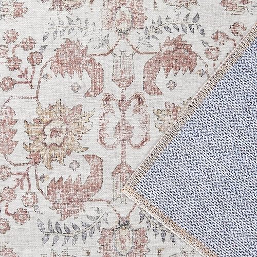 Miniatura 8 de jinchan Alfombra de pasillo de 2 x 7 pulgadas, lavable, vintage, para interiores, delgada, retro, envejecida, floral, campestre, ligera,