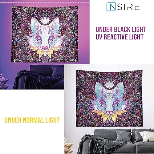 Miniatura 4 de Insire Tapiz Trippy de luz negra para dormitorio tapiz de zorro tapiz psicodélico de zorro tapiz de pared de zorro Trippy para dormitorio tapices de