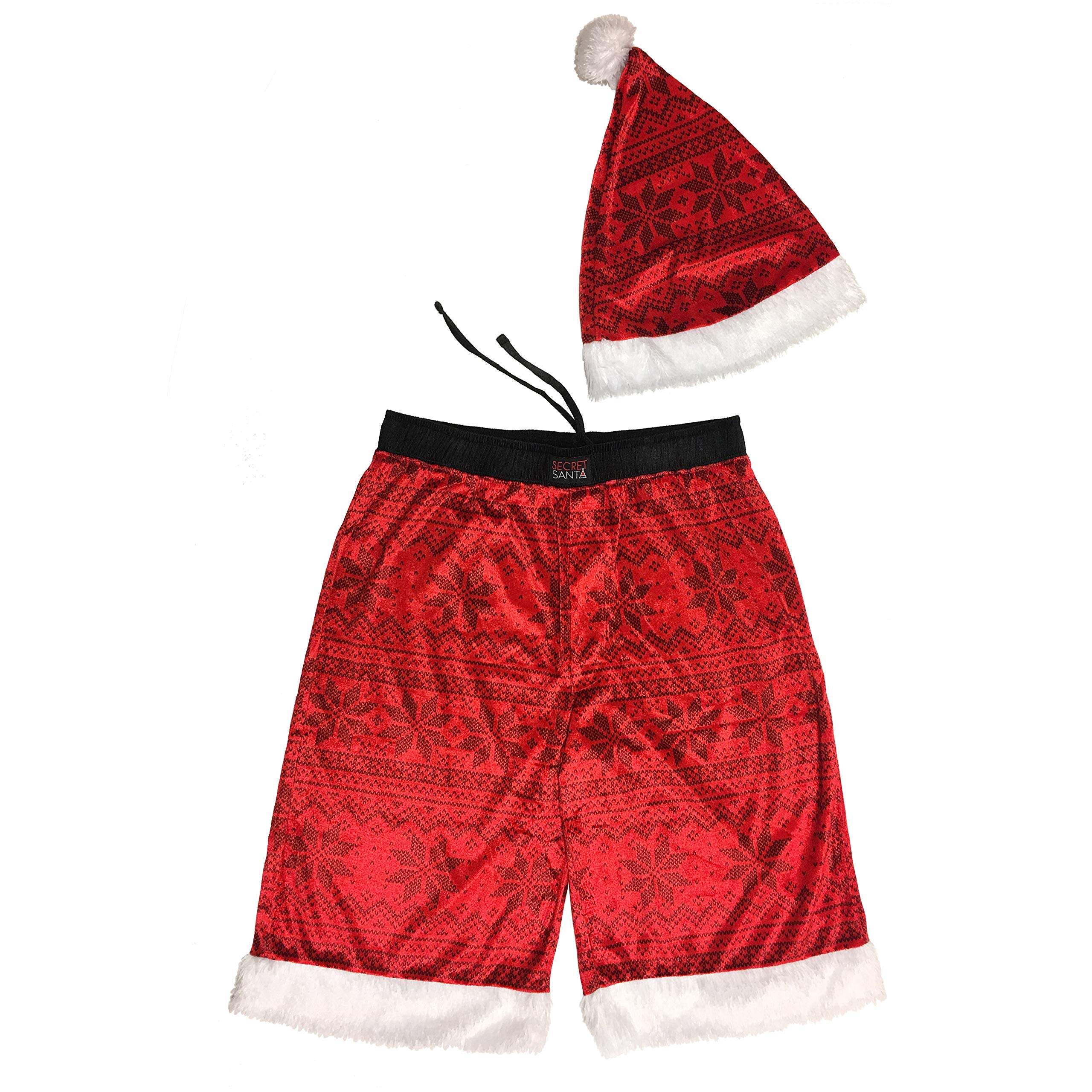 secret santa Men's Two Piece Holiday Sleep Hat and Sleep Pajama Shorts-picture-45
