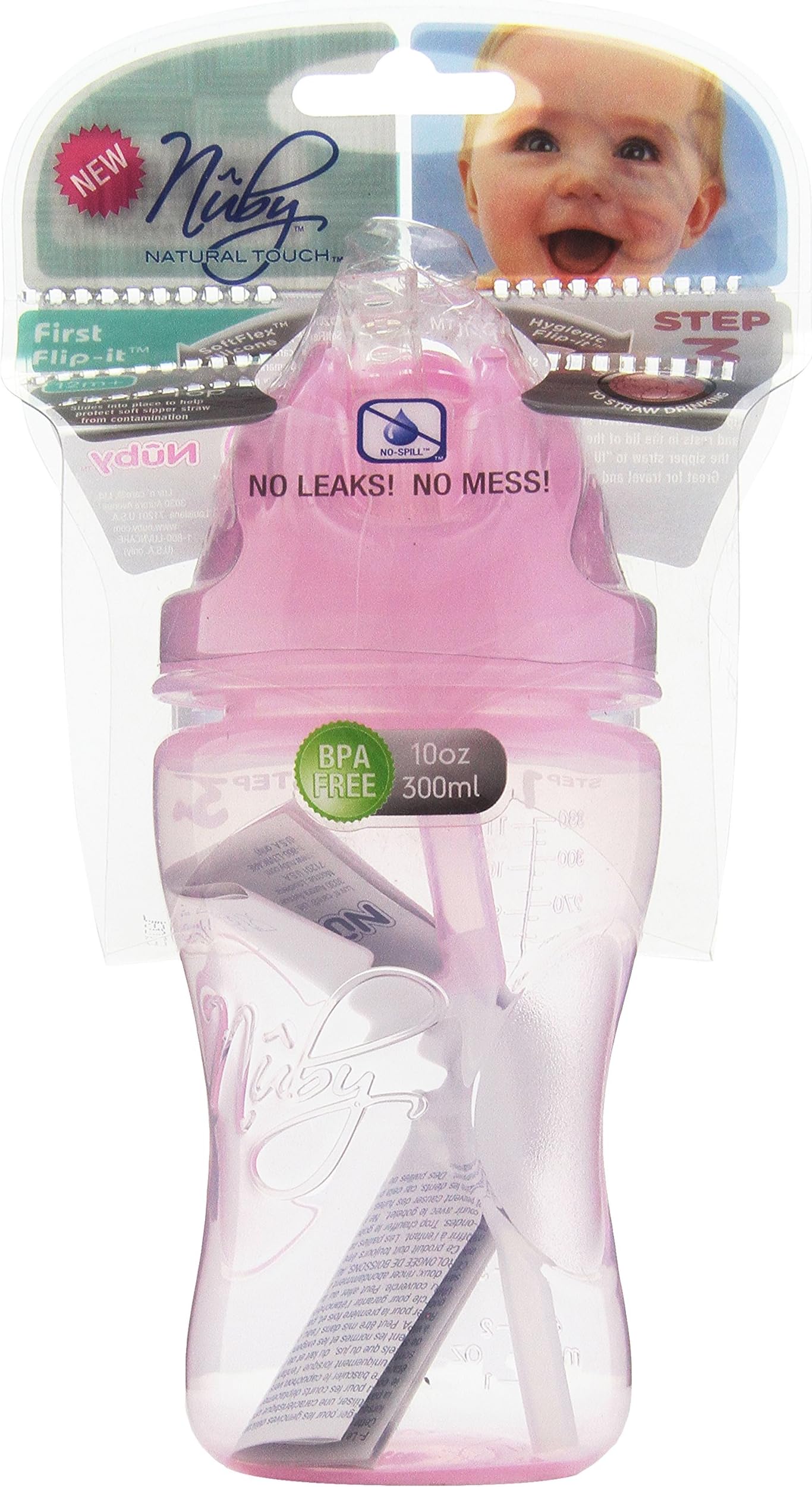NubyNatural Touch Flip-It Straw Cup, 10 Ounce