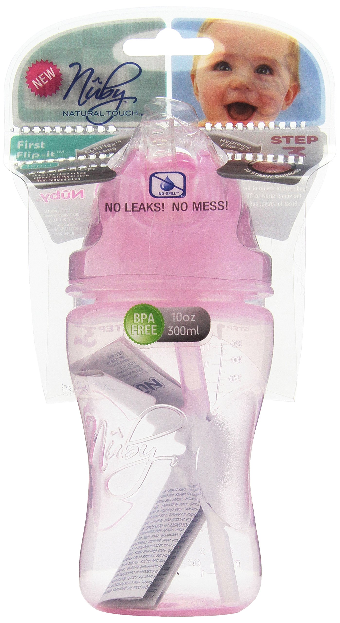 NubyNatural Touch Flip-It Straw Cup, 10 Ounce