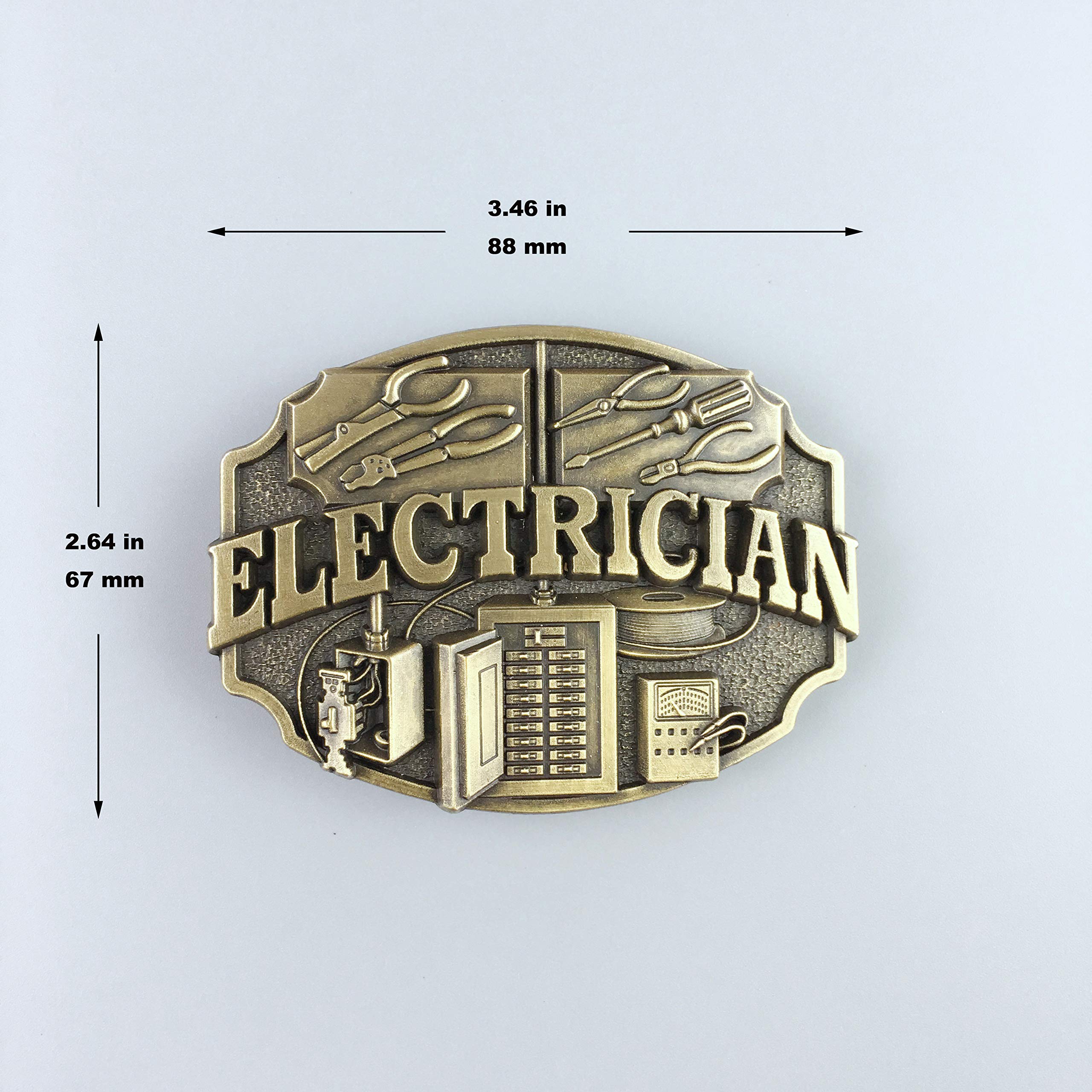 JEAN'S FRIEND Vintage Bronze Plated Electrician Trades Tradesman Belt Buckle