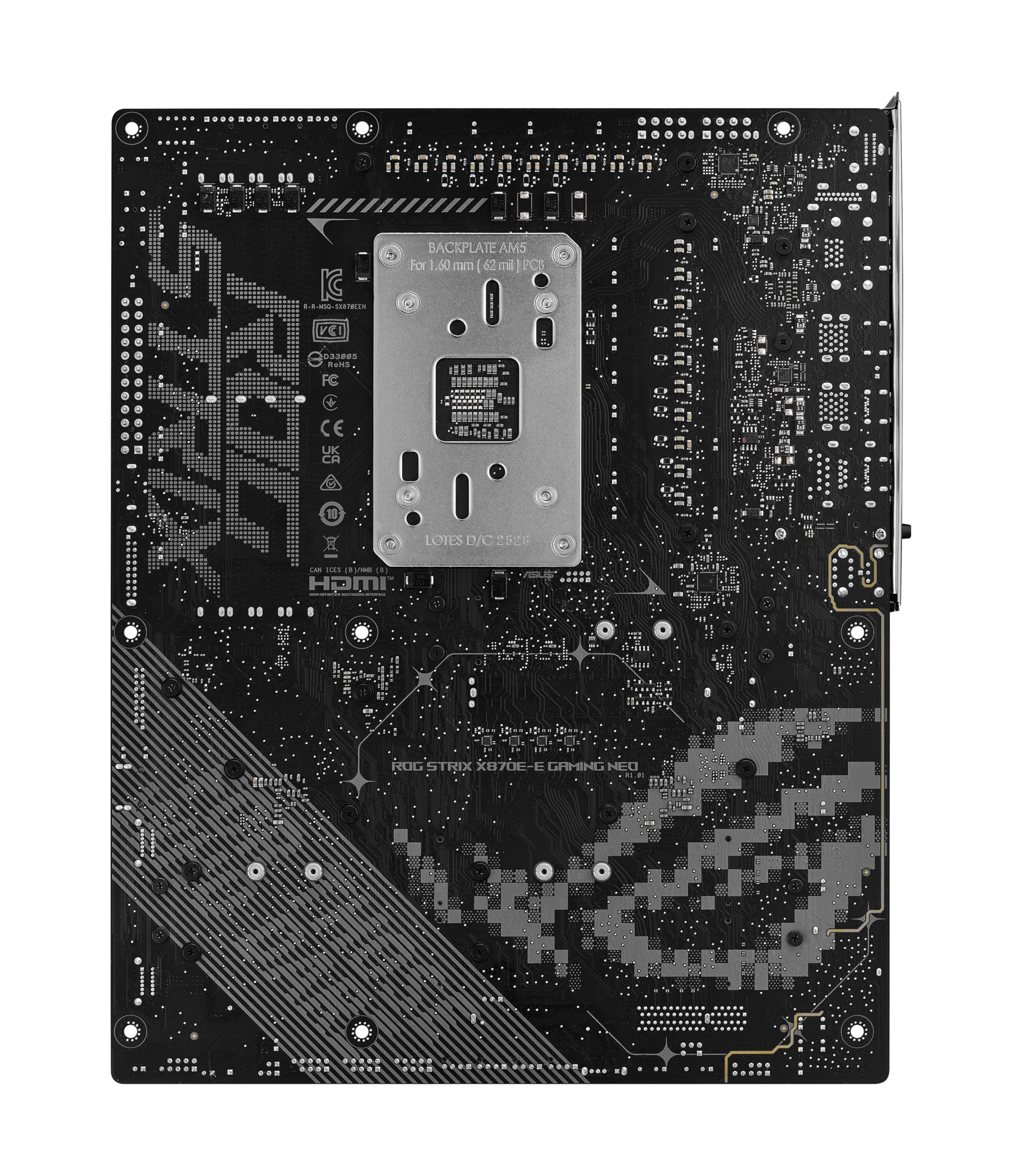 ASUS ROG Strix X870E-E Gaming WIFI7 NEO, placa base AMD ATX, 18+2+2 etapas de potencia, ranuras DDR5, cinco ranuras M.2, PCIe® 5.0 con soporte completo para GPU de próxima generación, Wi-Fi 7, USB 4