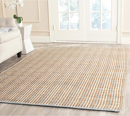 Miniatura 2 de SAFAVIEH Cape Cod Collection - Alfombra decorativa de 3 x 5 pies, natural, hecha a mano de yute a rayas, ideal para zonas de alto tráfico en