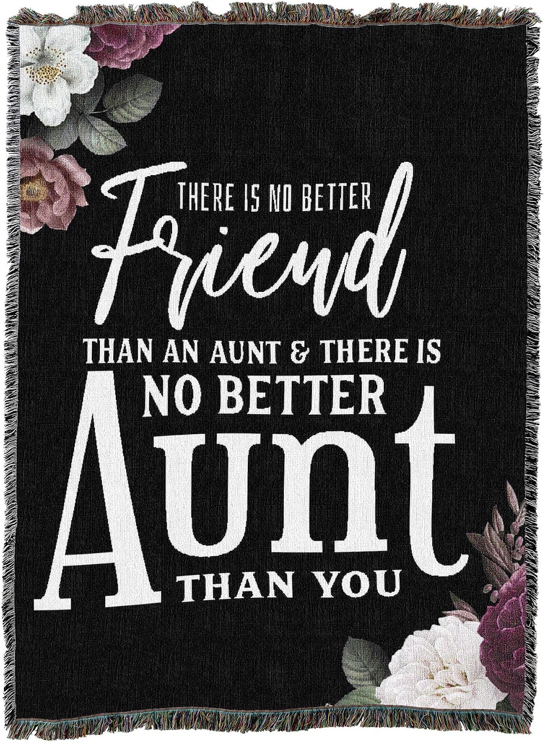 There is No Better Friend Than an Aunt Blanket Flowers - Gift Tapestry Throw Woven from Cotton - Made in the USA (72x54)