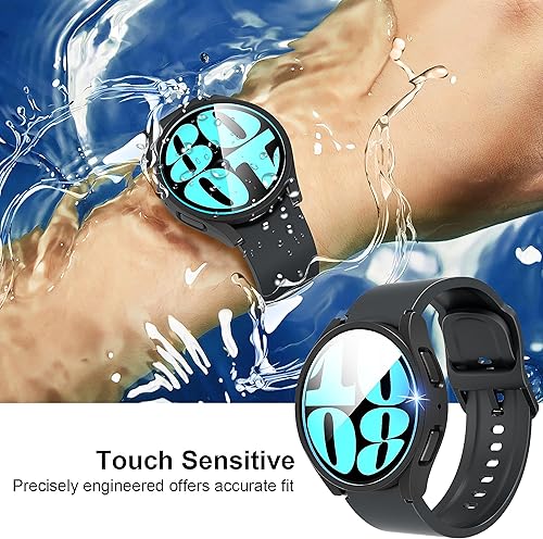 Miniatura 7 de Suoman Paquete de 4 + 4 fundas para Samsung Galaxy Watch 6 de 1.732 pulgadas, protector de pantalla de privacidad + protector de pantalla HD +