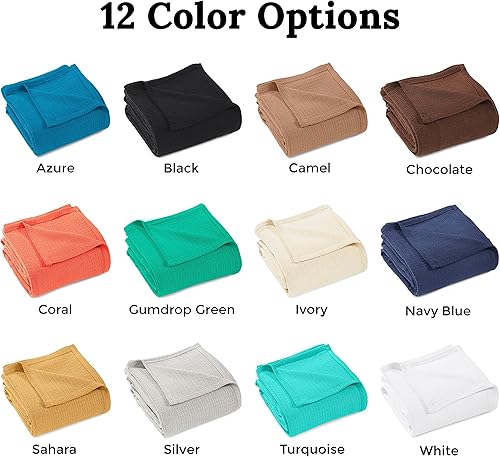 Miniatura 6 de BLUENILEMILLS BNM - Manta de algodón con tejido de gofre, para picnic, playa, viajes o campamento, cómoda manta, decoración de dormitorio,