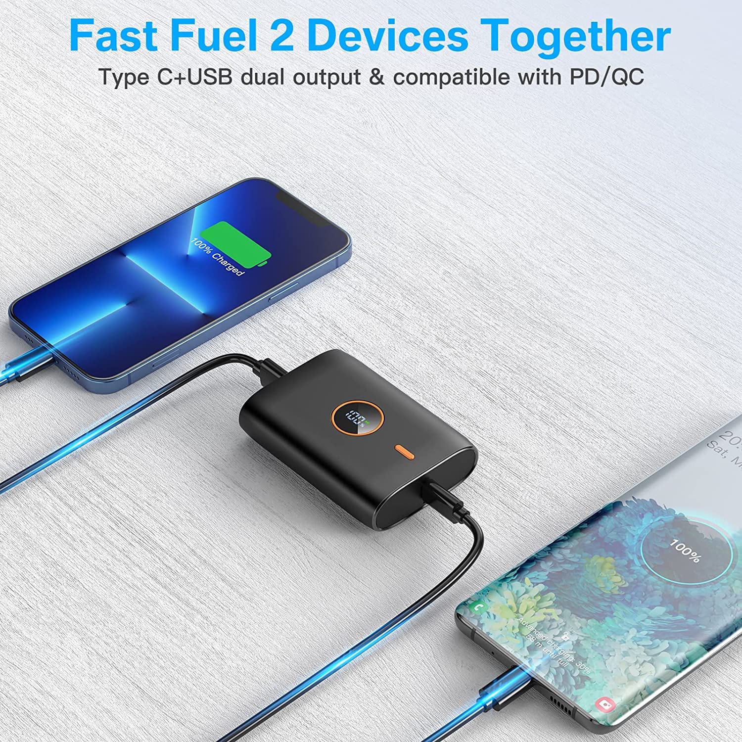 Caricatore portatile,PD 22.5W 10000 mAh power bank mini fast charge,con display LED usb c batteria cellulare,per Phone, iPad,HuaWei,XiaoMi,Samsung,Cuffie,console di gioco e altro