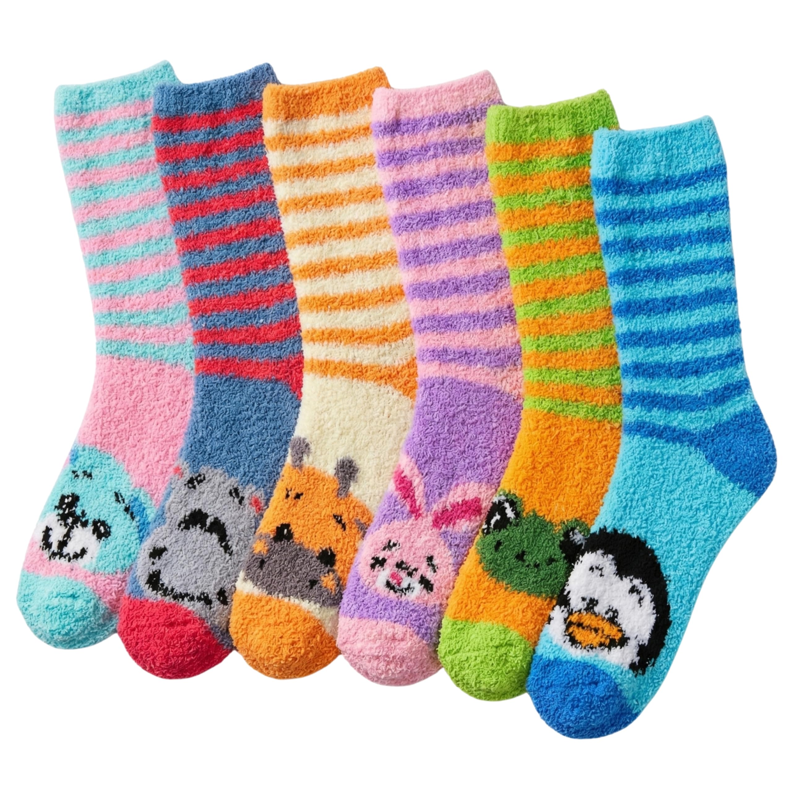 Tipi Toe Womens Fuzzy Crew Socks with Anti Slip Grips Warm Cozy Fluffy Winter Slipper Socks Non Skid Home Socks for Women