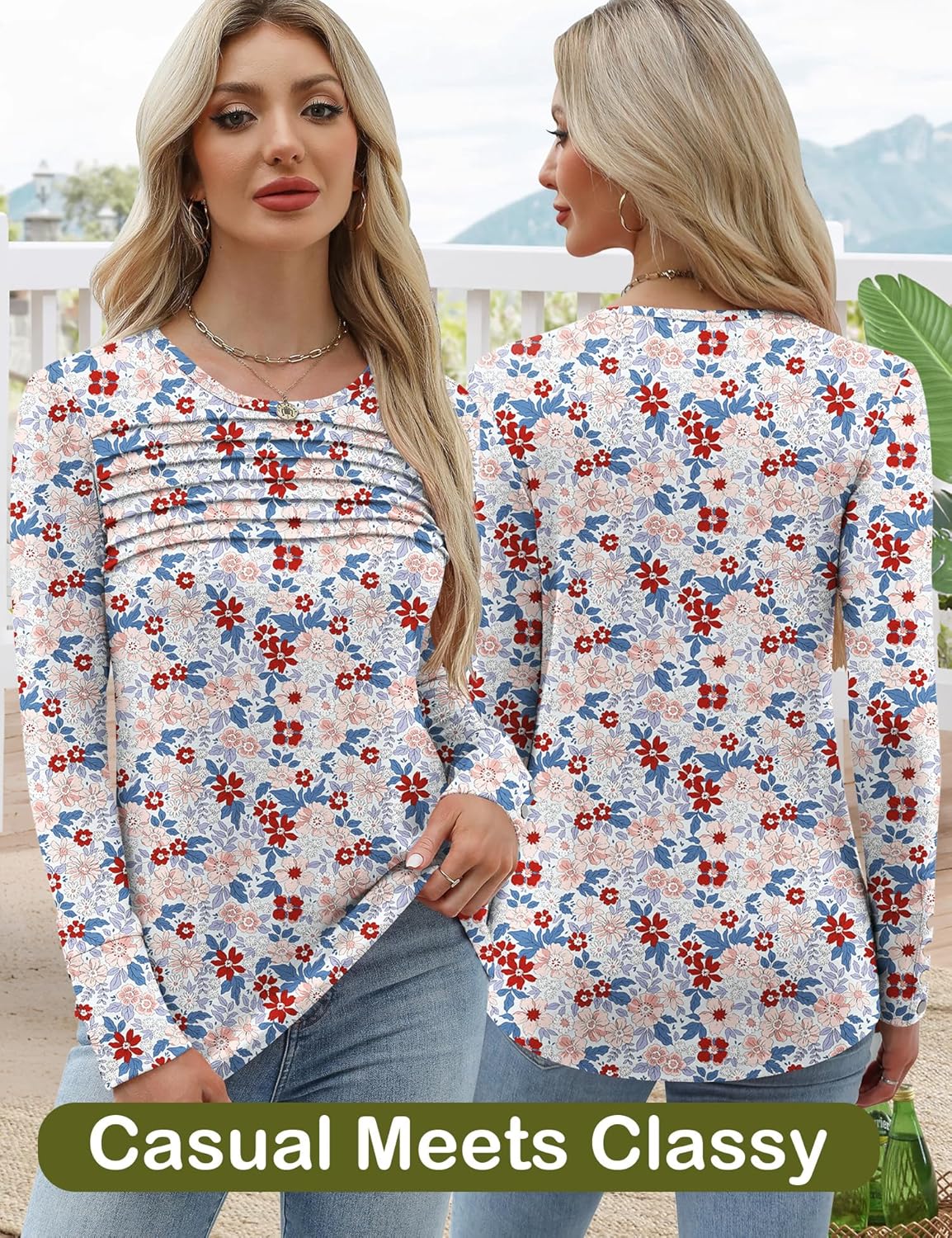 Blouses for Women Dressy Casual Long Sleeve Fall Fashion Tops Trendy Outfits for Work Office Shirts Thicker Clothes - Image 4