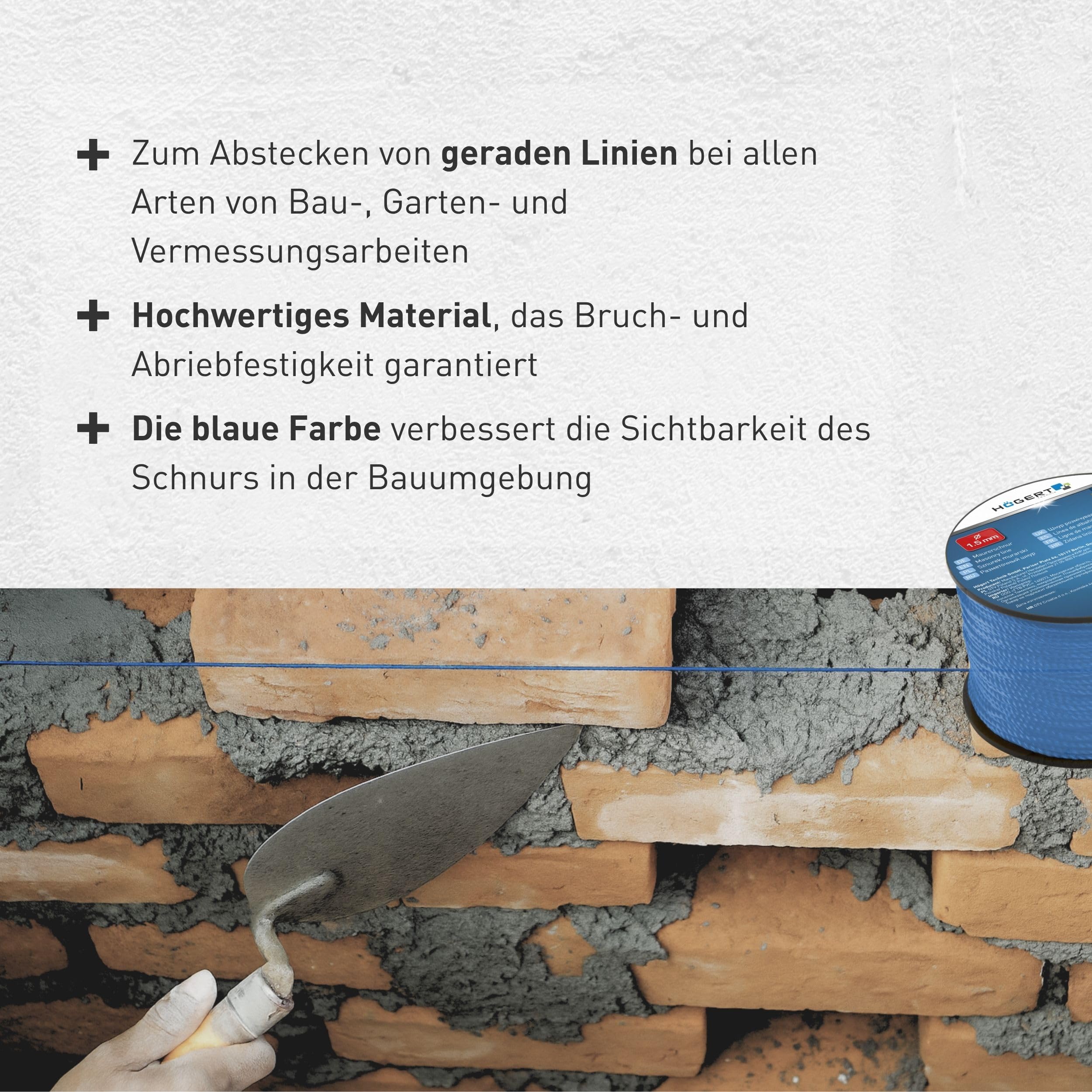 CCLIFE Maurerschnur Rot 200m Länge, 2mm und Wasserwaagen für Maurerarbeiten Auf Spule Richtschnur Bauschnur Lotschnur Pflasterschnur