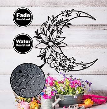 Amazon.com: Vivegate Moon Metal Floral Art Decor - 14