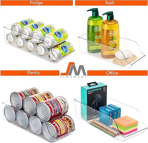 Miniatura 5 de JinaMart - Organizador de refrigerador JinaMart, soporte para bebidas para refrigerador, cocina, encimeras, gabinetes, dispensador de latas de