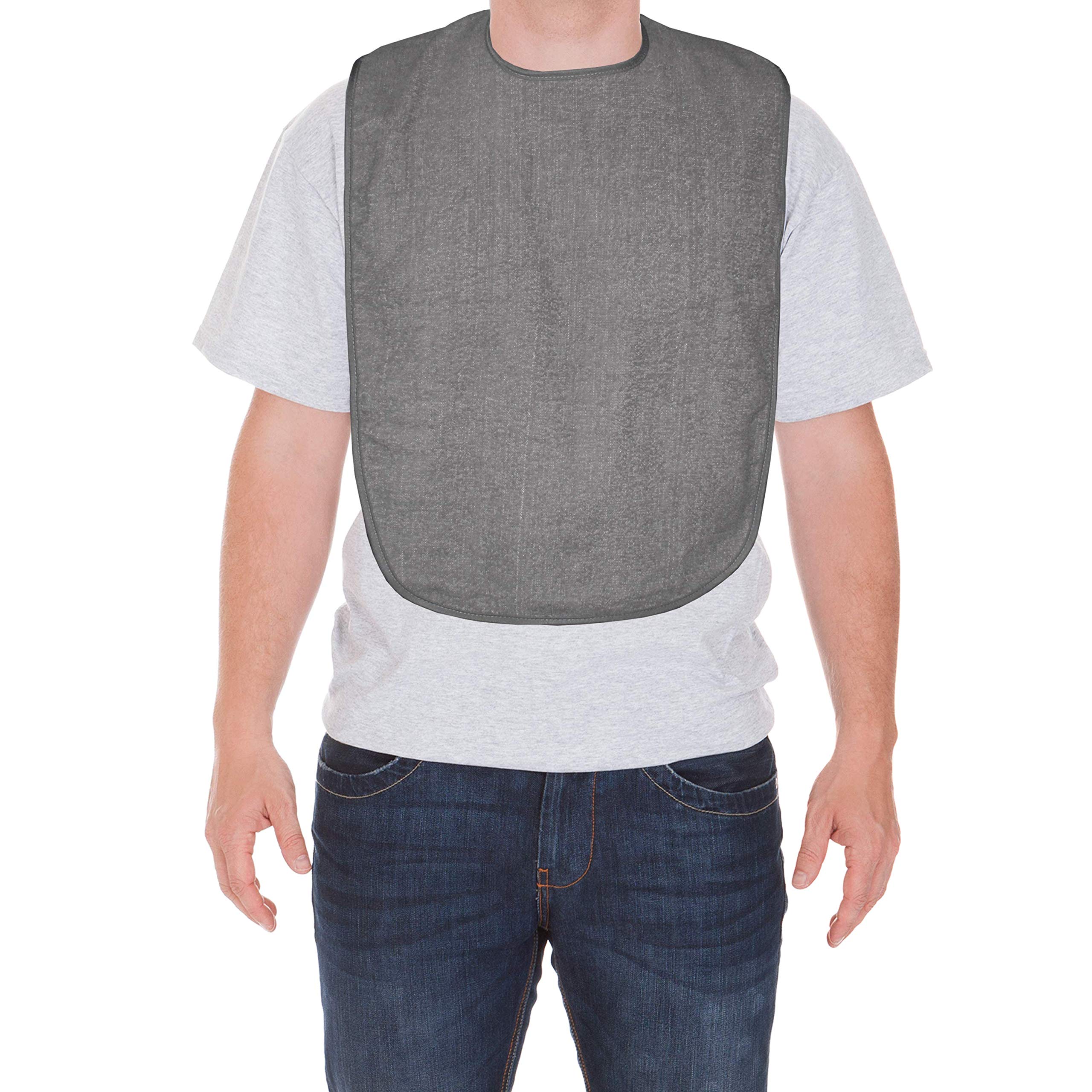 Rehabilitation Advantage Vinyl Clothing Protector Bib, Gray, Large