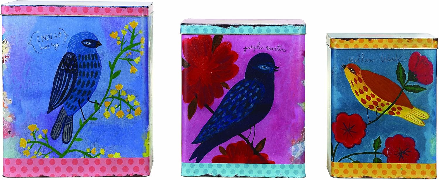 Creative CoOp DA1671 Set of 3 Decorative Tin Containers