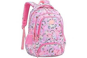 17" Elementary School Backpack for Girls| Doubleday Collection| Unicon Pink Design| Tailored for Young Teens