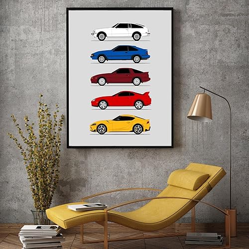 Vista 42 de Custom Car Posters Handmade Poster compatible with Toyota Supra Generations and Print of Toyota Supra - Blue, 11x14 Metallic Print (Unframed)