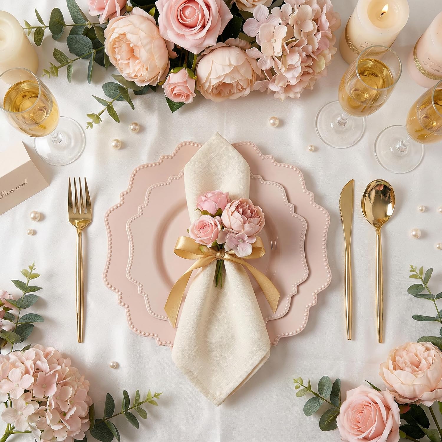 COLOSUS 60 Pack Pink Plastic Plates Set for 30 Guest,Pink Party Plates,Heavy Duty Pink Plates,include 30 Dinner plates& 30 Salad/Dessert plates for Party,Spring,Wedding,Birthday,Valentines,Easter Day - Image 4