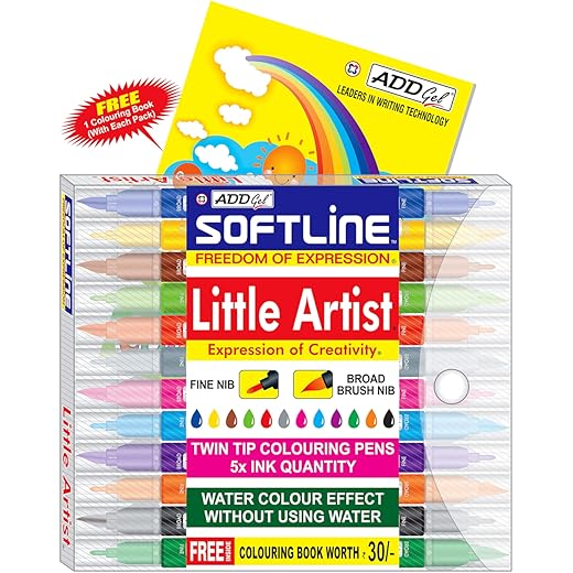 Add Gel Softline Little Artist Colouring Pen - Twin Tip Brush 12 Pen Set