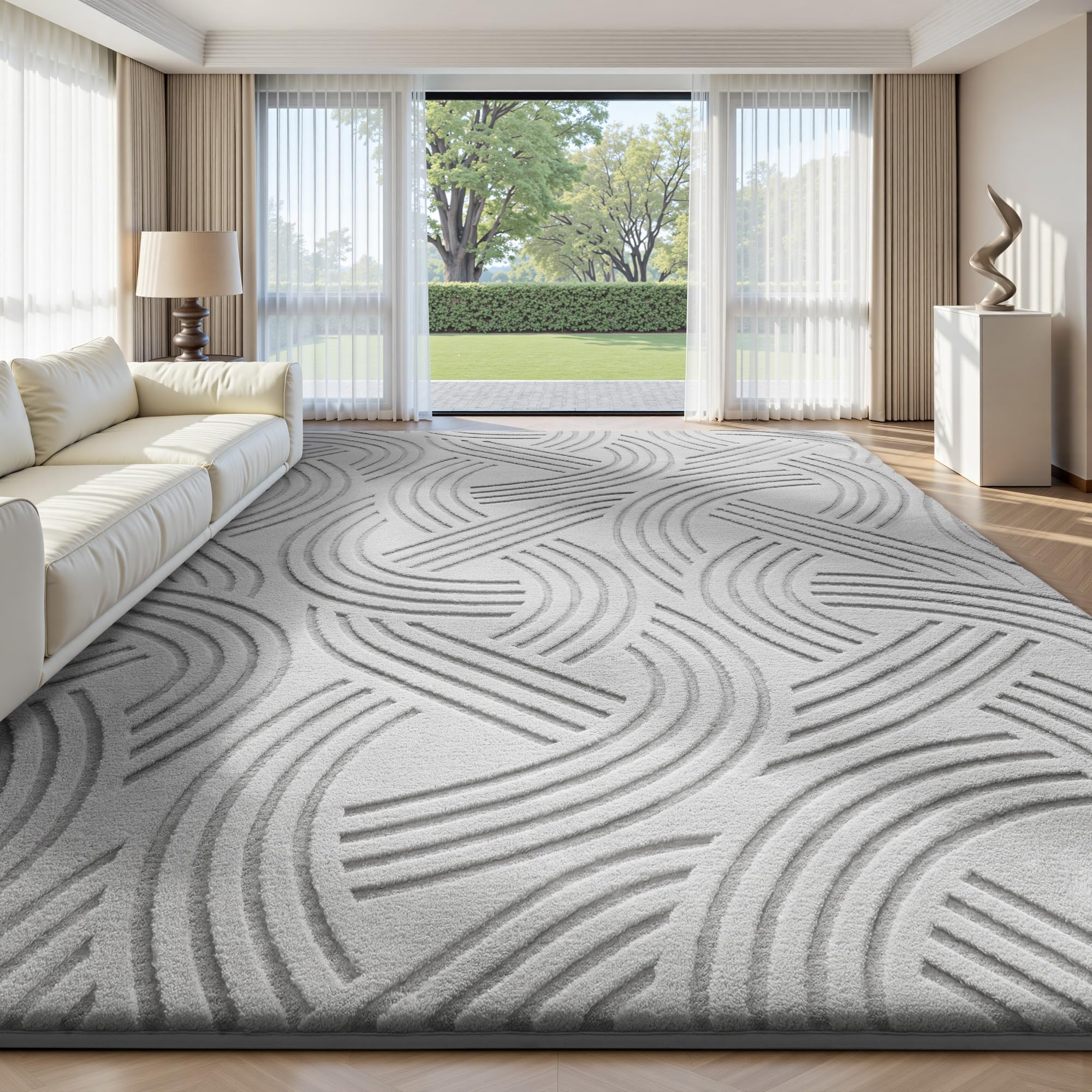 Sour Lemon Rugs Living Room Bedroom 240 x 300 cm, Large Modern Area Rug 3D High-Low Effect Carpet, Anti Slip Machine Washable Short Pile Mat Rug for Living Room Office Kids Room Home Decor