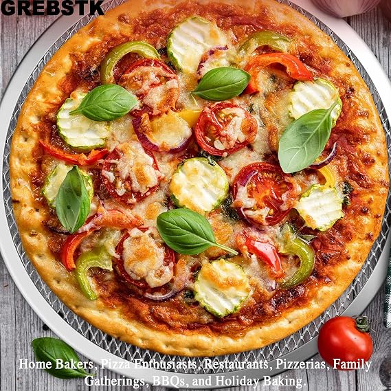 GREBSTK 2 Pack 16 Inch Pizza Screens, Seamless Aluminum Non-Stick