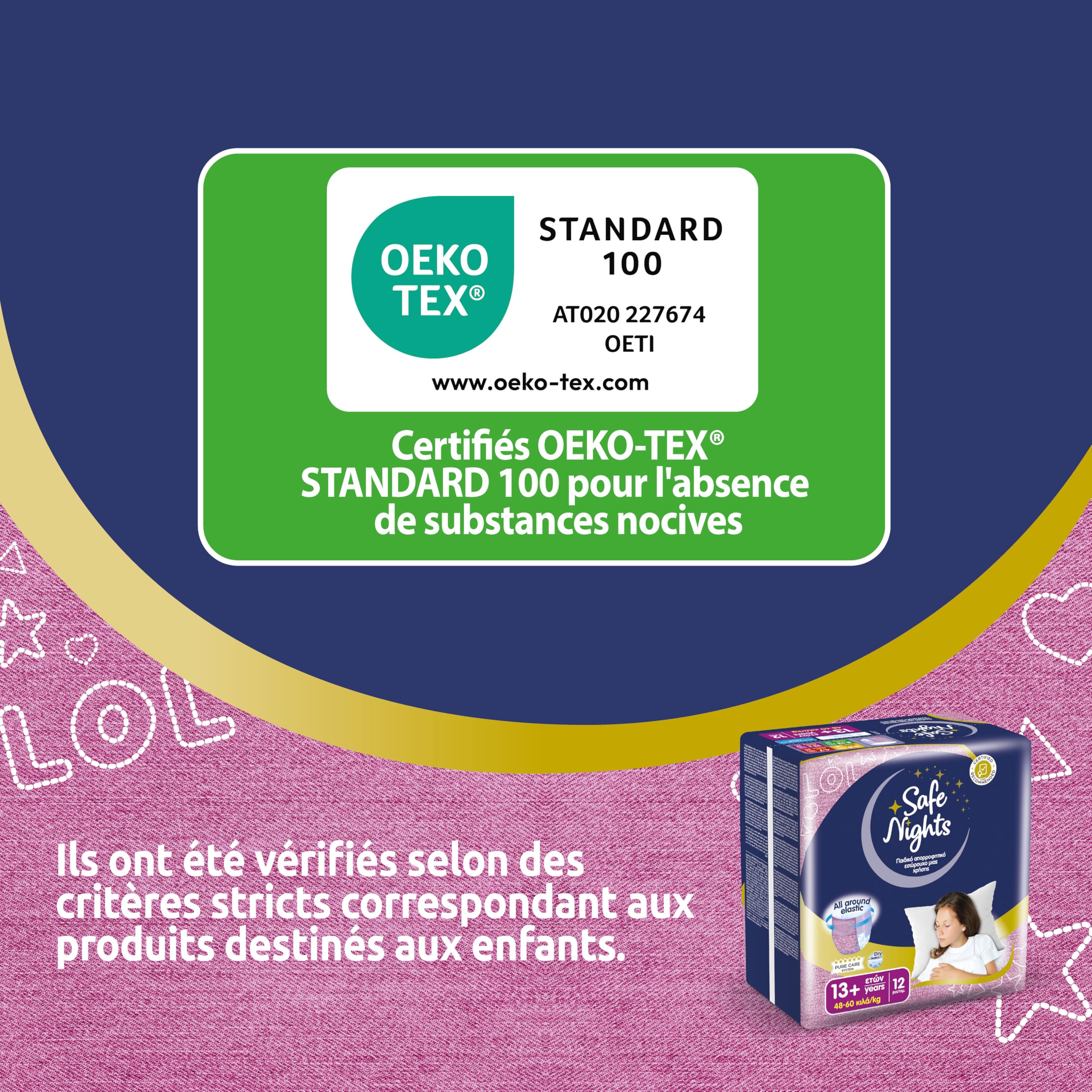 Babylino Safe Nights Girl, Culotte de Nuit Absorbante pour Fille 13+ ans (48-60 kg), 12 Culottes