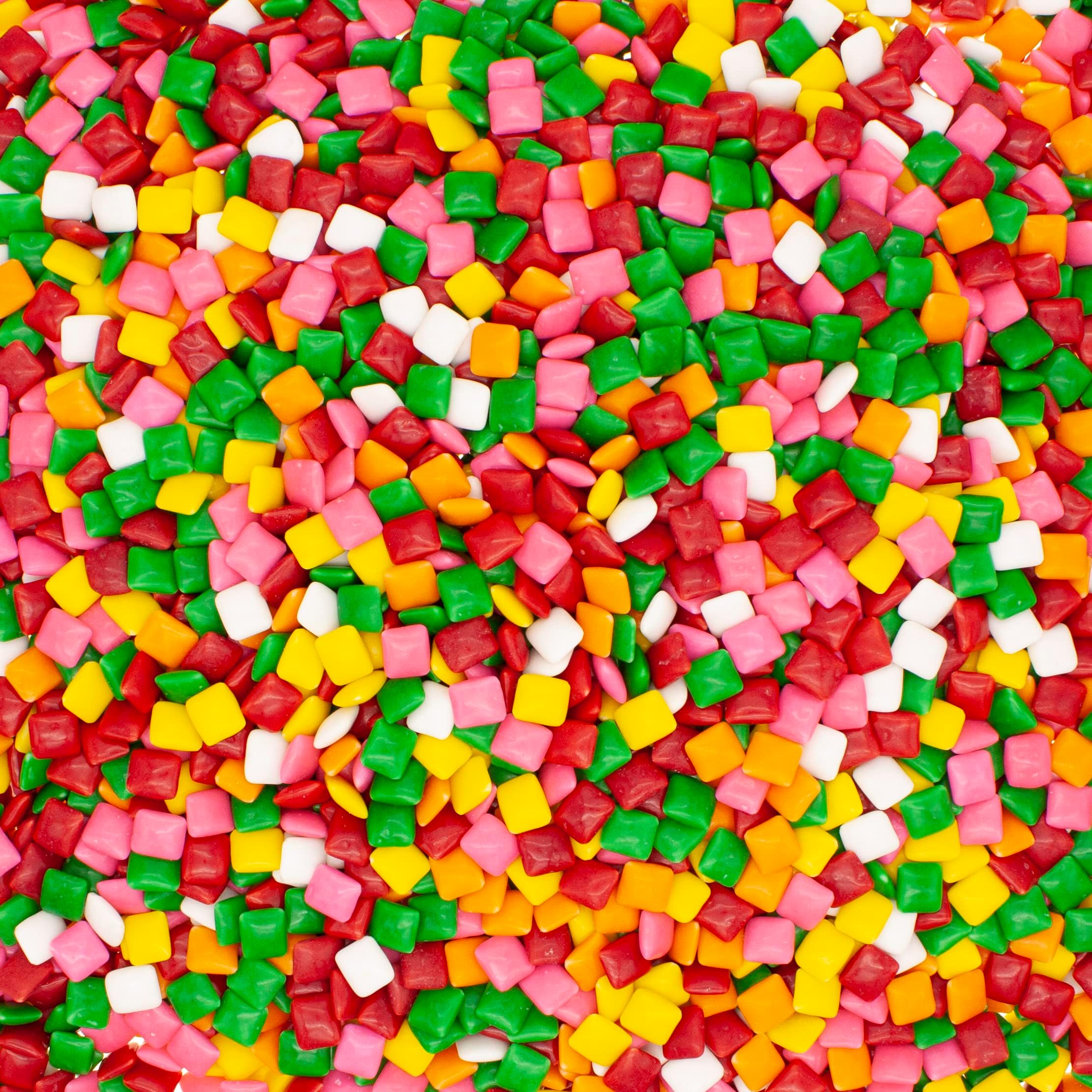 Assorted Chewing Gum Chiclet Tabs, 5 Pound Bulk Candy, Colorful Bite-Size Gum Pieces, Classic Fruit Flavors, Resealable Freshness Bag