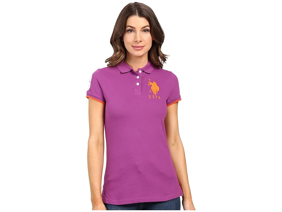 

U.S. POLO ASSN. Contrast Patch Big Pony Polo (Byzantium) Women's Short Sleeve Pullover