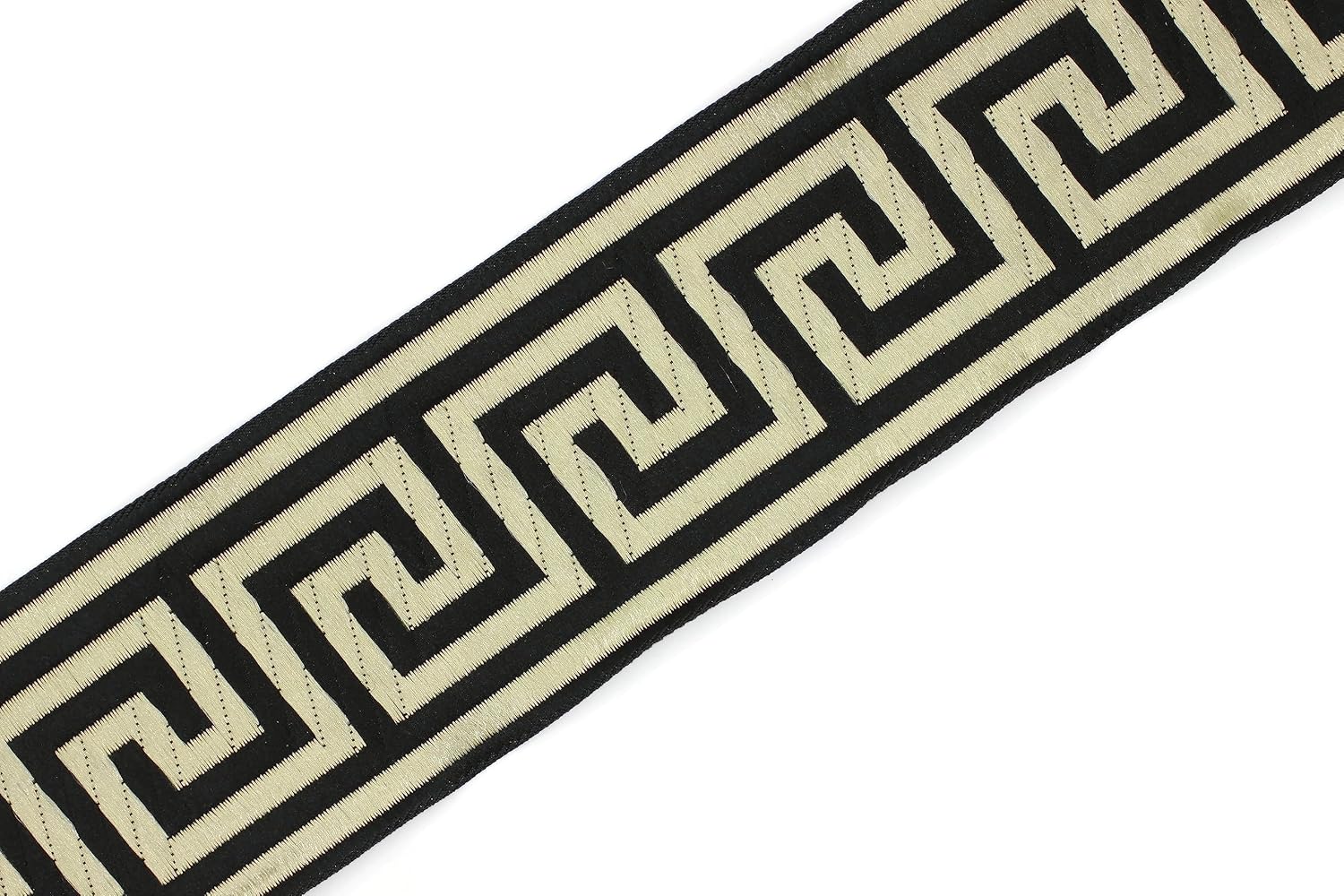 11 Yard Spool 1.96 inches Wide Black and Gold Greek Key Jacquard Trim Webbing Band Decorative Tape Drapery Banding Ribbon 50062
