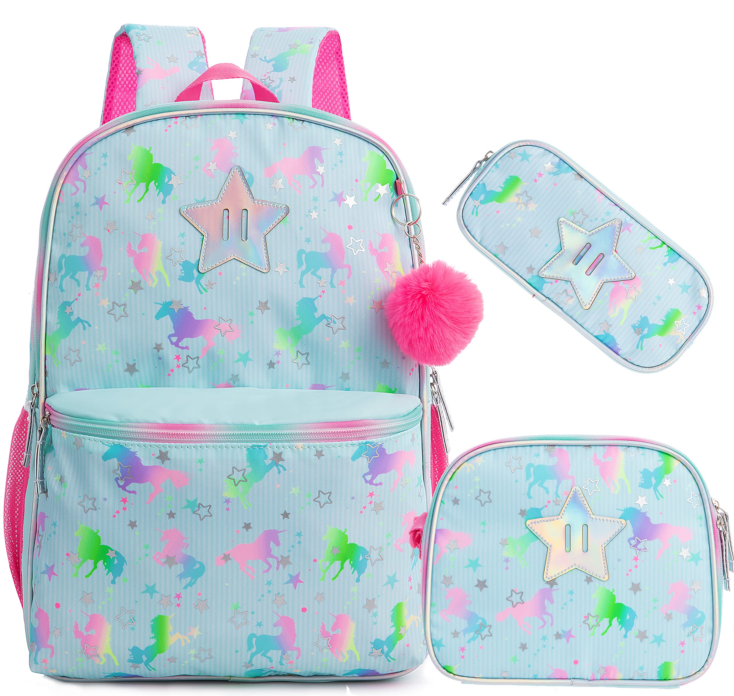 Unicorn Backpack for Gilrs Backpacks for Elementary Students Kids School Backpack with Lunch Box for Teen Girls
