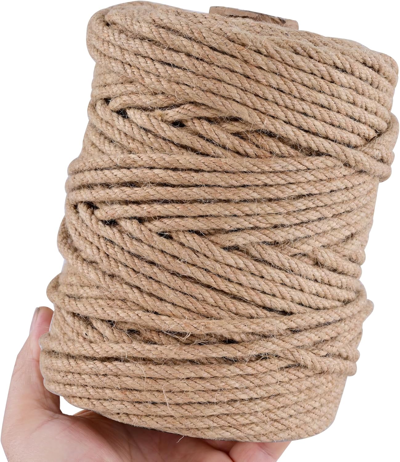 Natural Jute Twine 656ft 6mm,4Ply Twisted Thick Twine Rope Strong Jute String Roll for Crafts Gift Wrapping Gardening Home Decor Bundling Cat Scratching Post