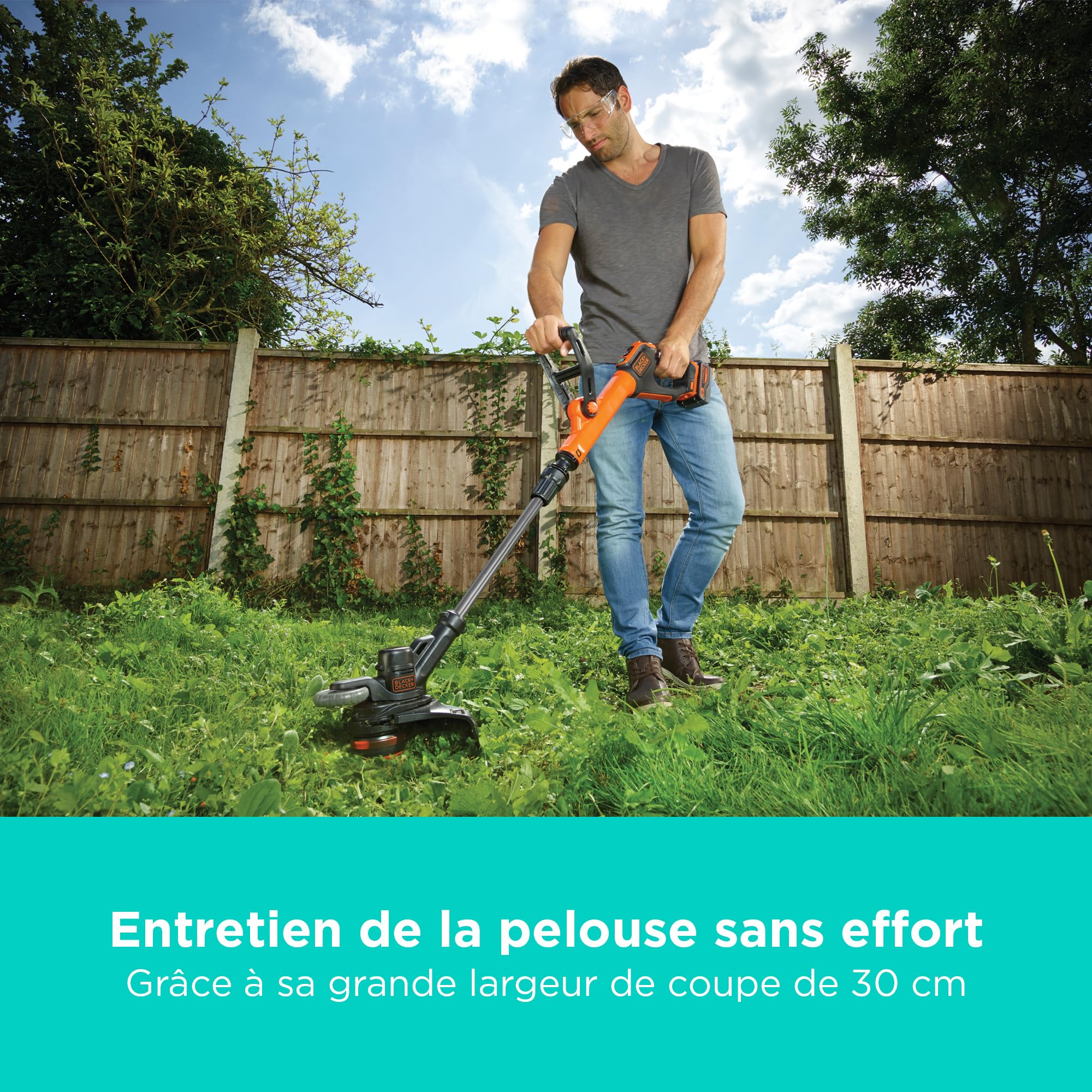 BLACK+DECKER POWERCONNECT Débroussailleuse, Coupe-Herbe sans Fil de 30 cm, STC1840EPC-QW