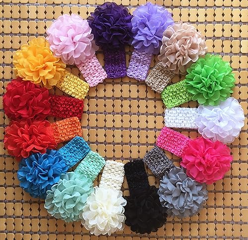 Miniatura 7 de QandSweet Diademas para bebé niña con incrustaciones de flores poligonales para fotografía (paquete de 16), 16 unidades