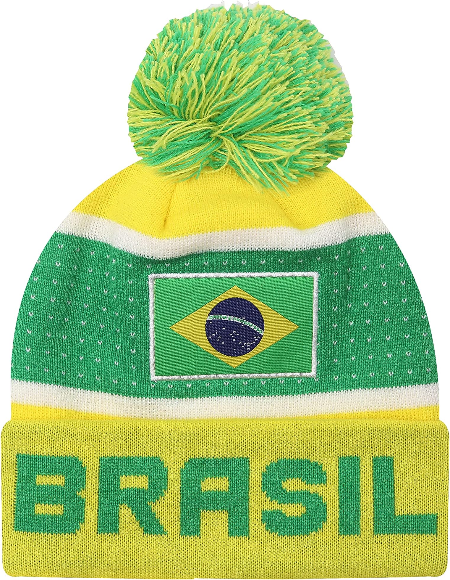 Brazil Country Beanie - Pegged Unisex Pom Beanie