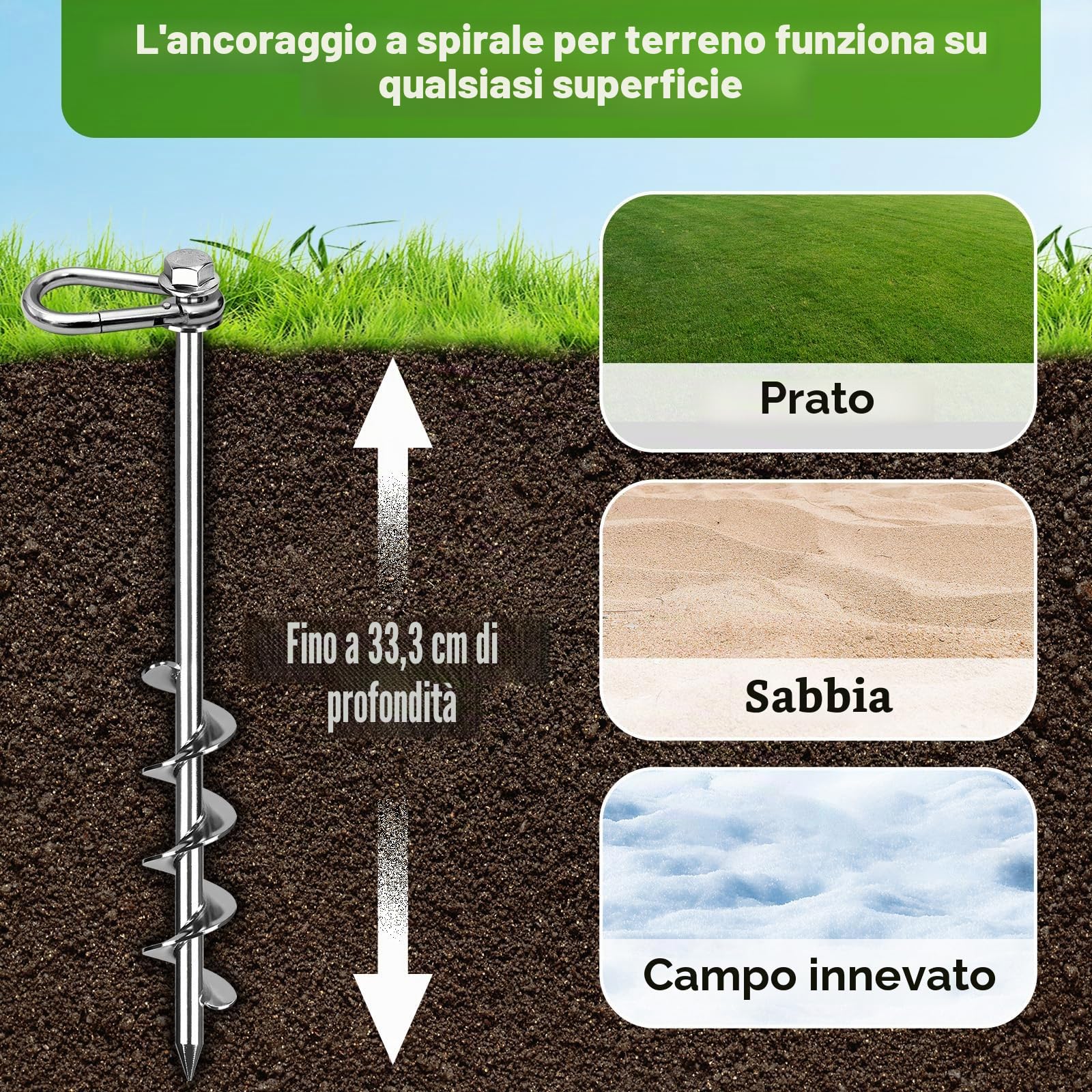 SELEWARE 4 fuoristrada, picchetti per esterni, campeggio, ancoraggi a terra, picchetti in acciaio inox, per altalena, escursioni, trampolino, tenda, capannone, campeggio