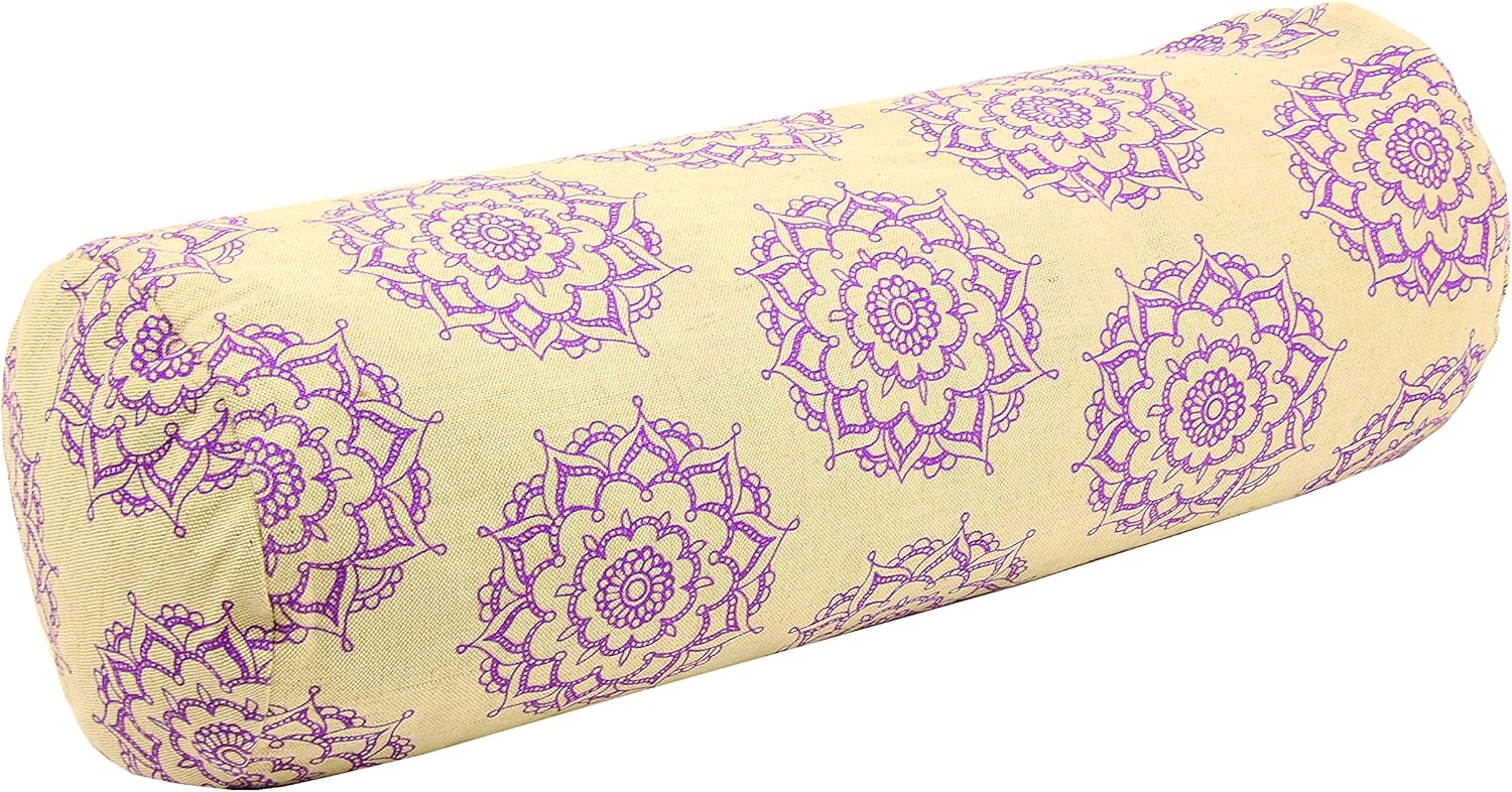 YogaMad Yoga Bolster Eco Friendly Buckwheat Bolster 61cm x 23cm Removable Washable Cover