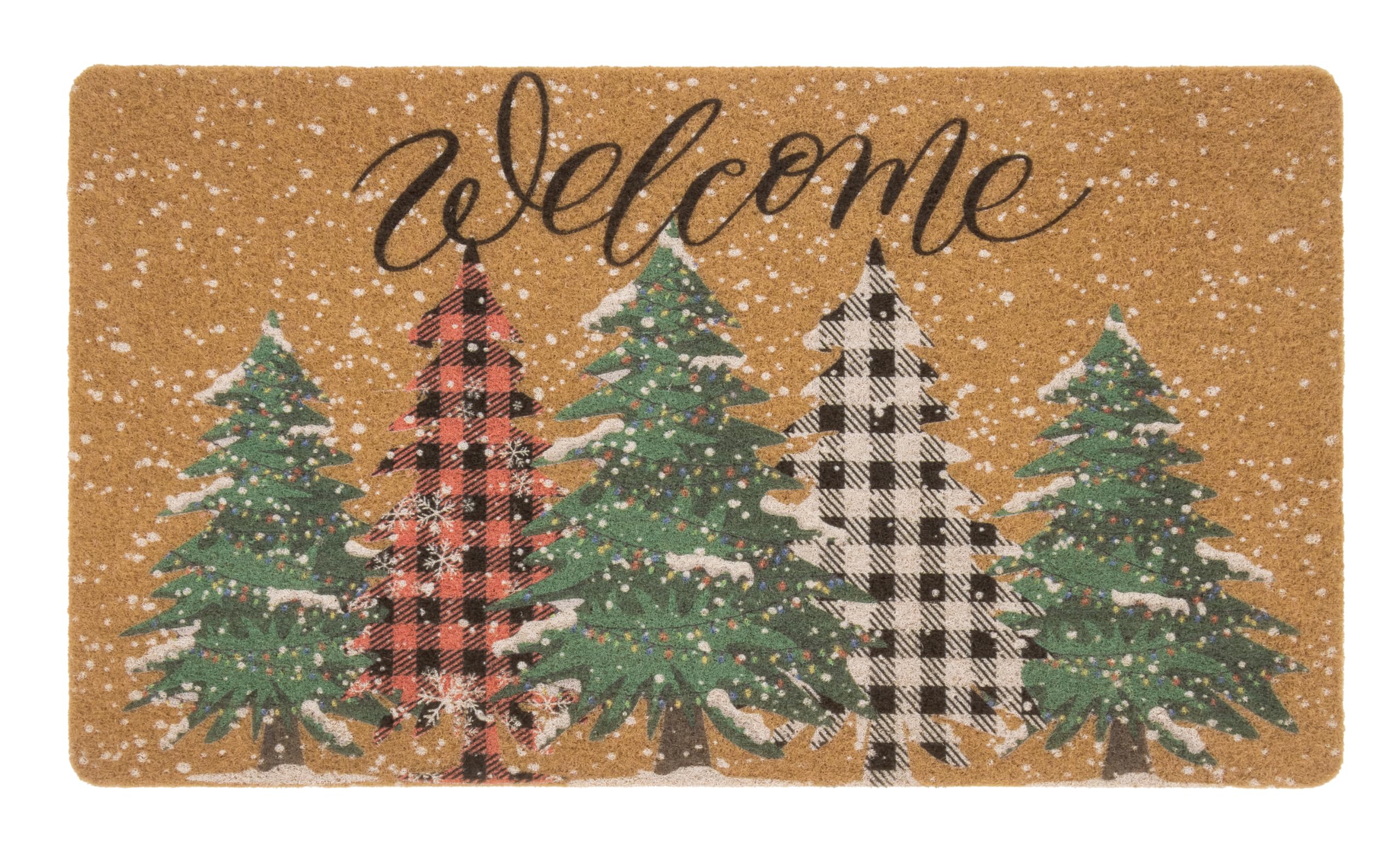 Zerbino di benvenuto natalizio per ingresso esterno – porta anteriore antiscivolo pini zerbino decorativo invernale 43,2 x 73,7 cm