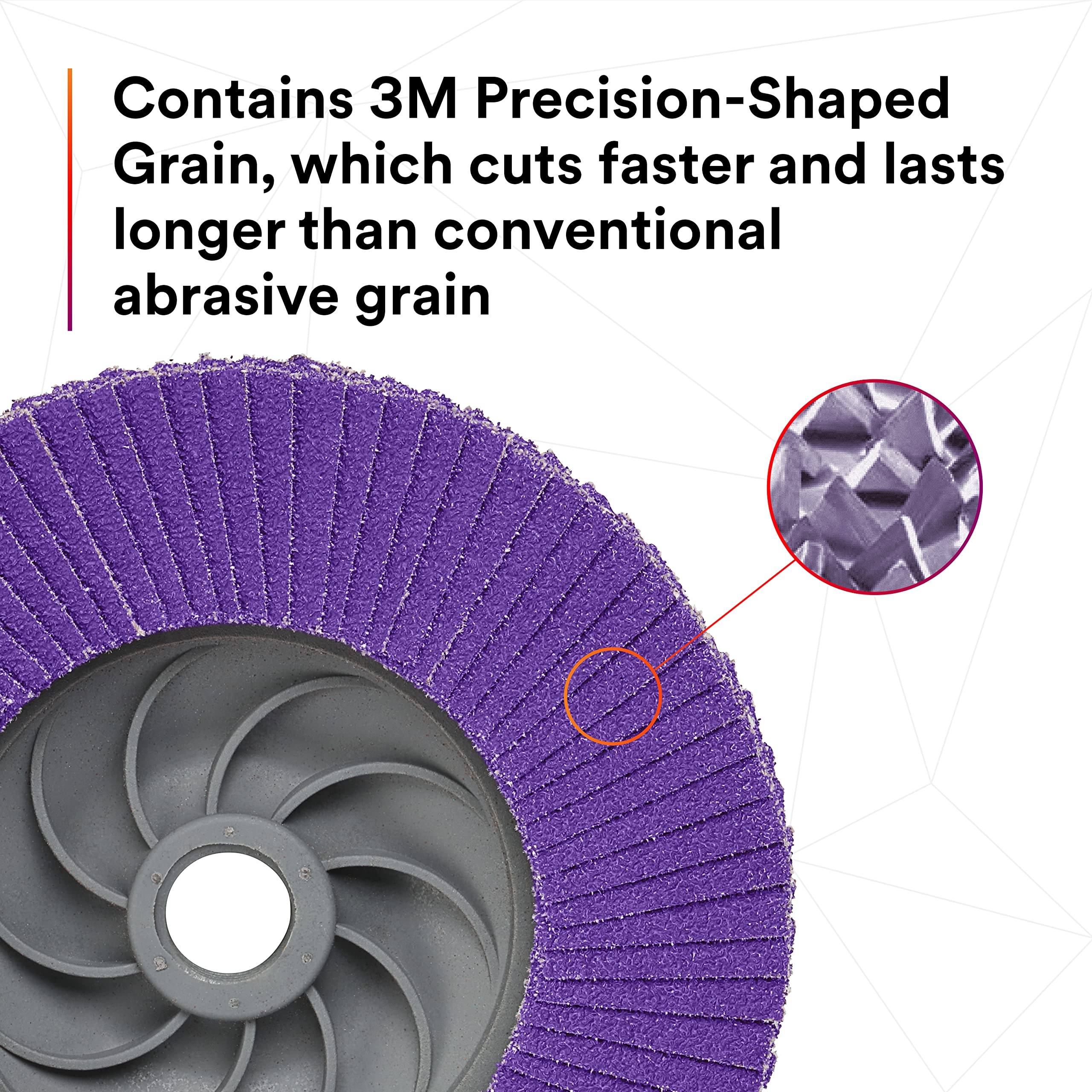 3M Fächerschleifscheibe 769F Typ 27 Schnellwechsel, 80+, 4-1/2" x 5/8-11, Hochleistungs-Schleifmittel, Keramik-Präzisions-geformte Kornschleif- und Finishingscheibe, Kohlenstoffstahl, Edelstahl