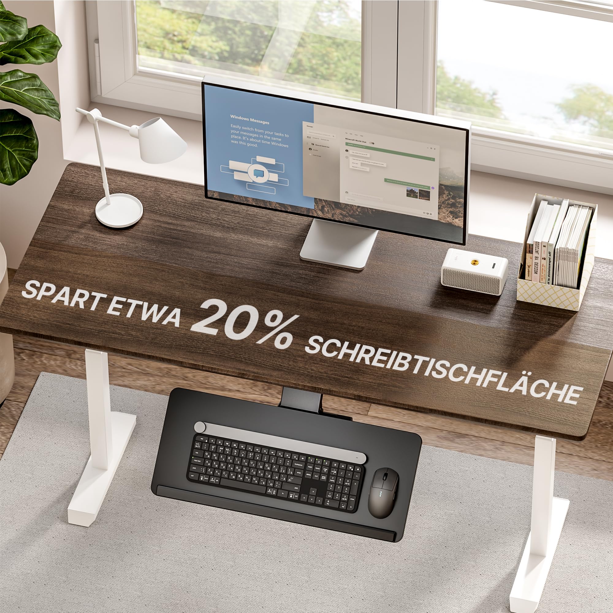 PEGZONE Tastaturablage unter dem Schreibtisch Mit Aufbewahrungsschublade, Große 635 x 270 mm, Ergonomic höhenverstellbare, Schwenk- und neigbare Tastaturablage für Büro, zu Hause